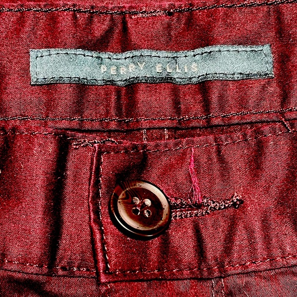 Perry Ellis Burgundy Red Slim Fit Jeans Dress Pants Men’s Size 34x30 - Picture 3 of 4